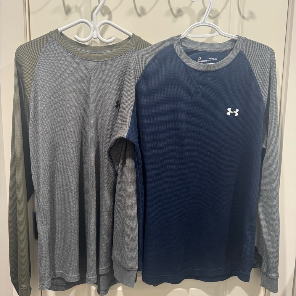 Under Armour Men's Gray and Blue Long Sleeve Shirts (2 shirts)